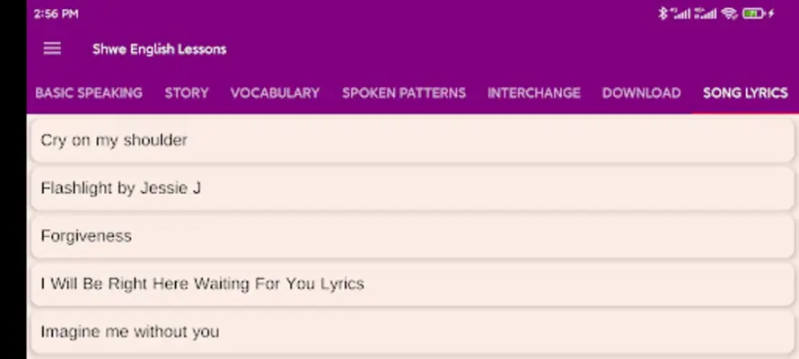 Shwe English Lessons android App screenshot 0